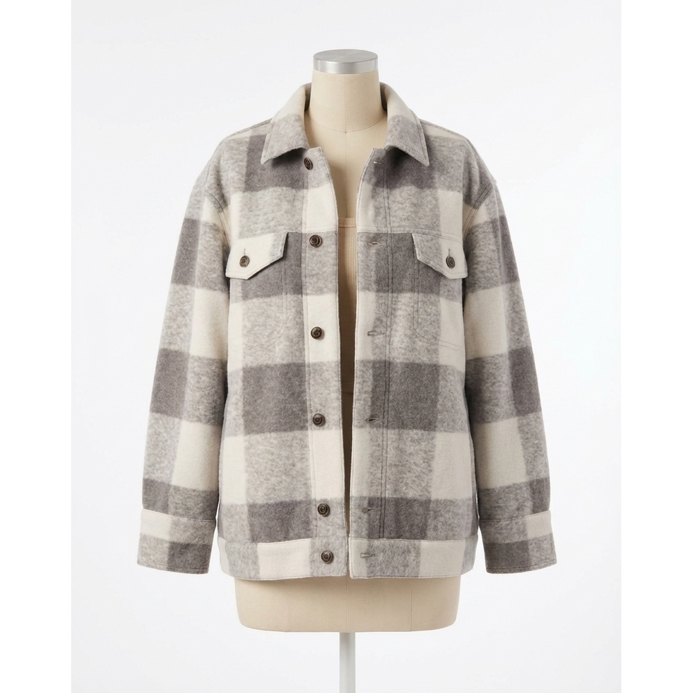 NEW Z SUPPLY preston knit plaid jacket in slate grey